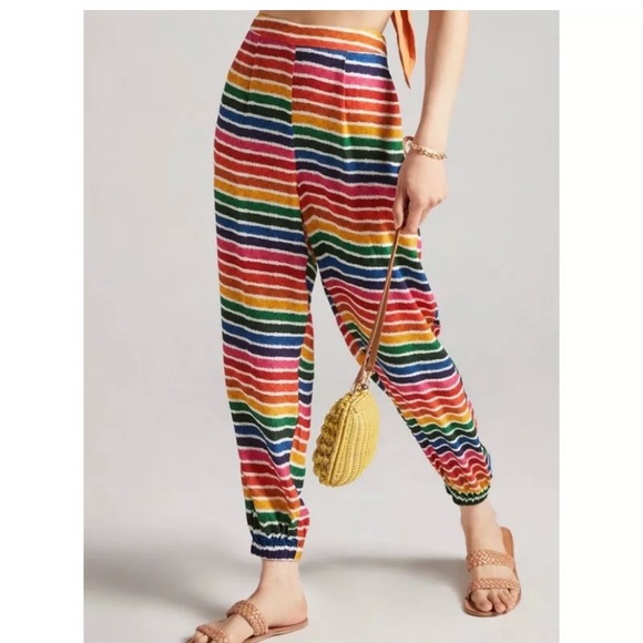 Anthropologie Pants - NEW ANTHROPOLOGIE FARM RIO  Rainbow Striped Joggers Size 1X.